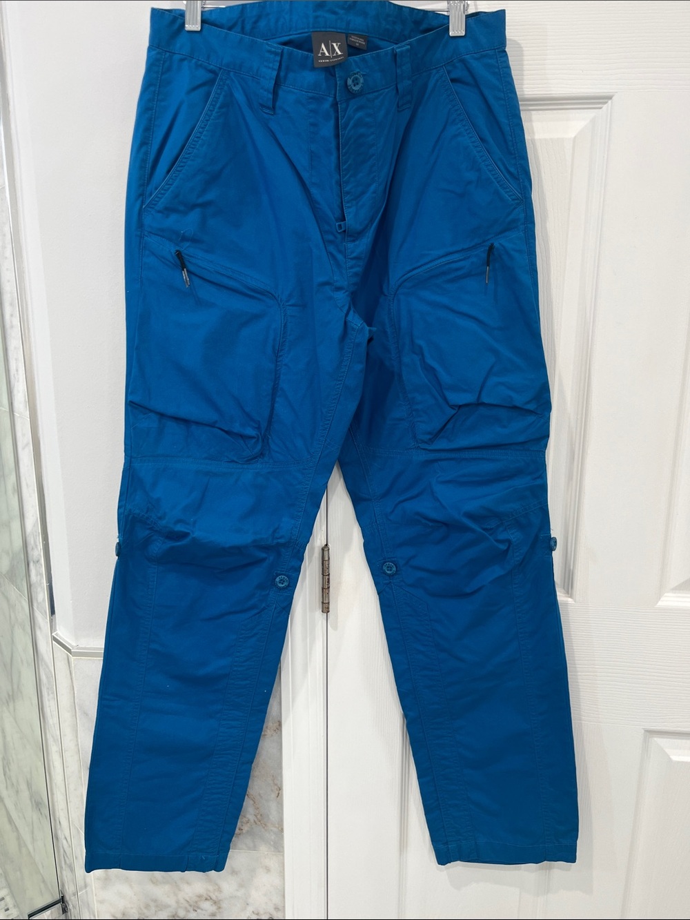 A/X Armani Exchange Men's Bright Blue Cargo Pants